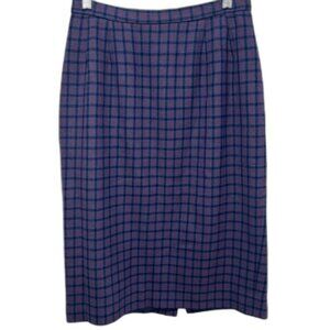 Vintage Pendleton Size 8 Petite Blue Purple Skirt 100% Virgin Wool Lined USA